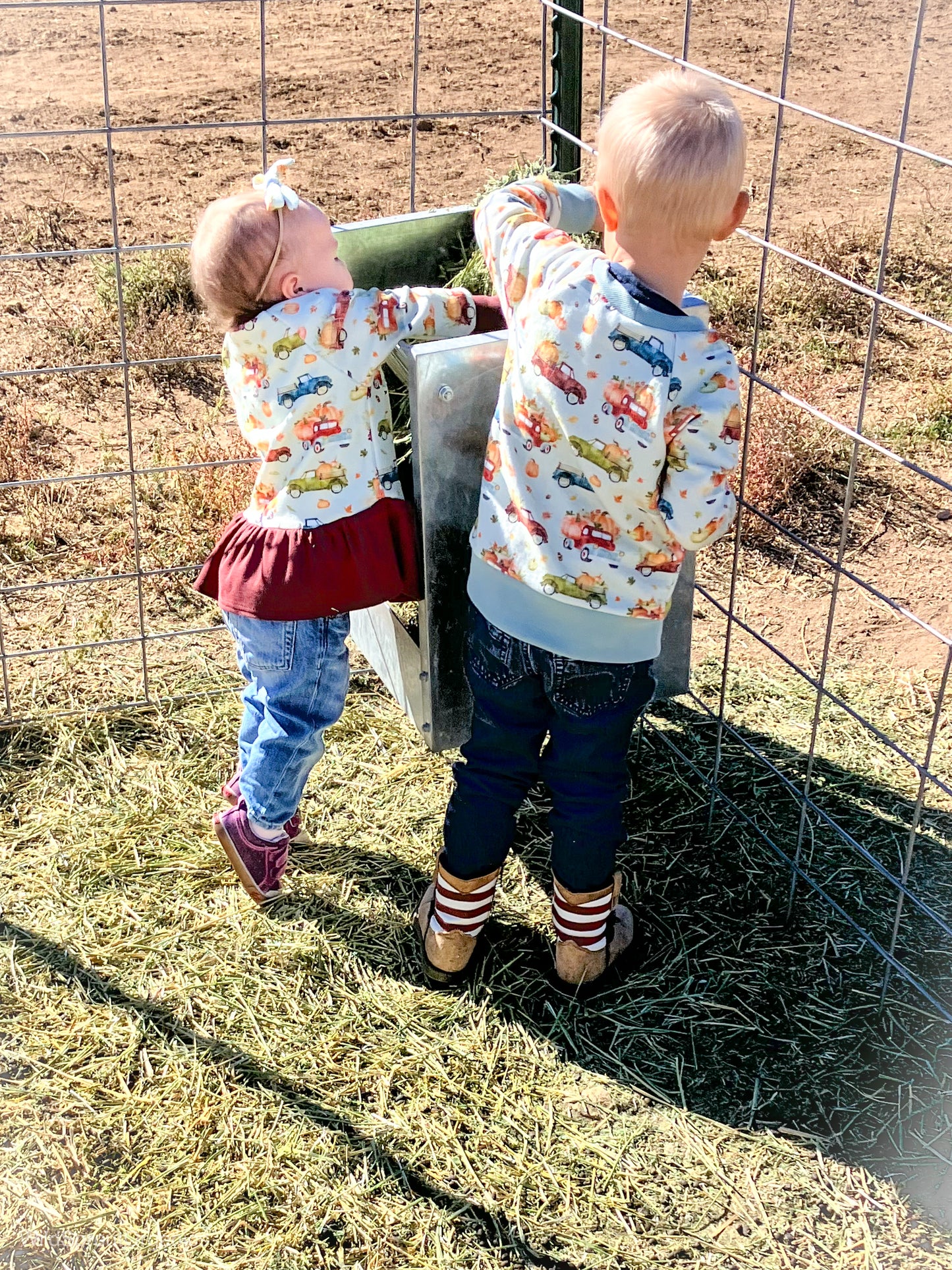 Organic French Terry Sweater Set in Pumpkin Farm