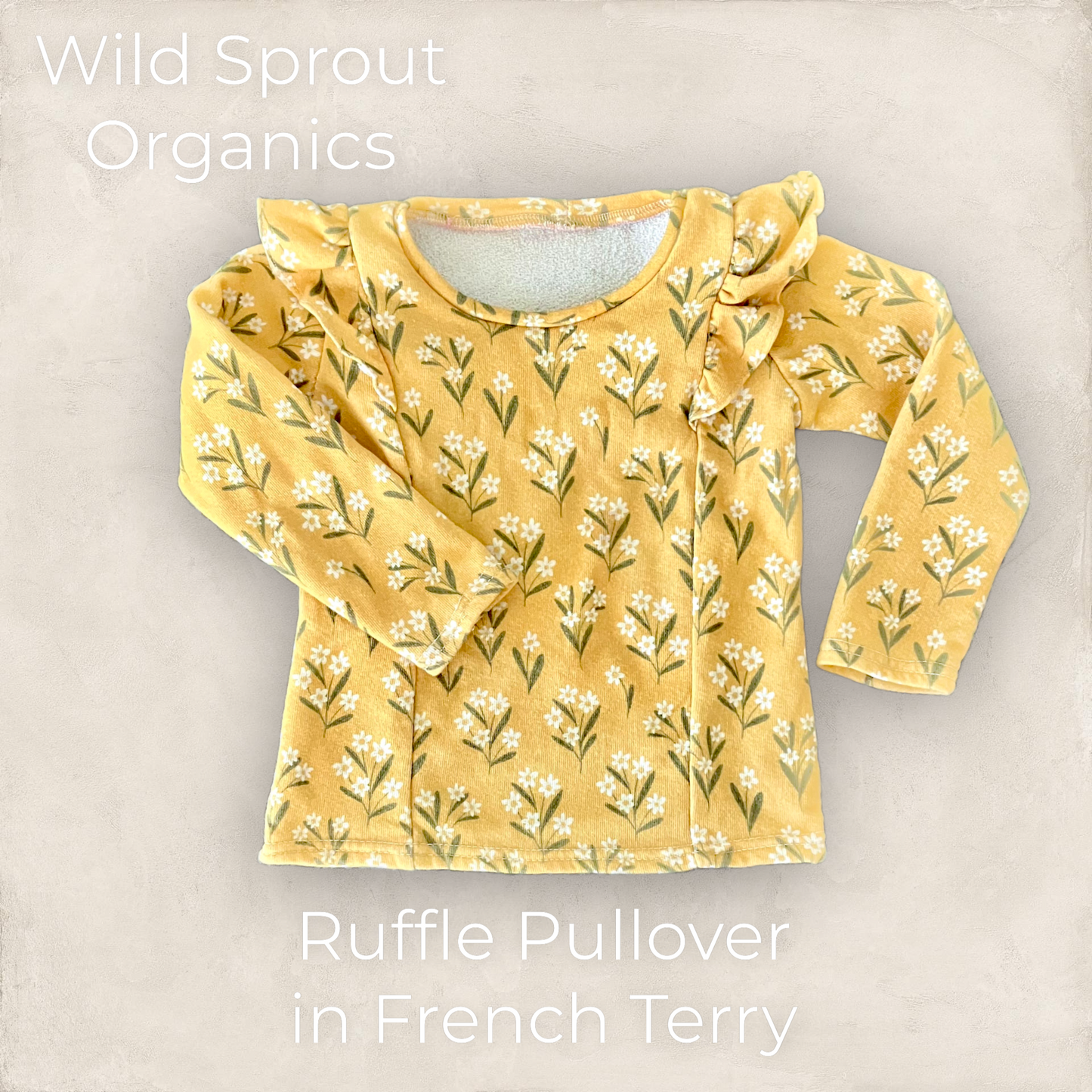 Organic French Terry Ruffle Pullover in Petite Wildflower