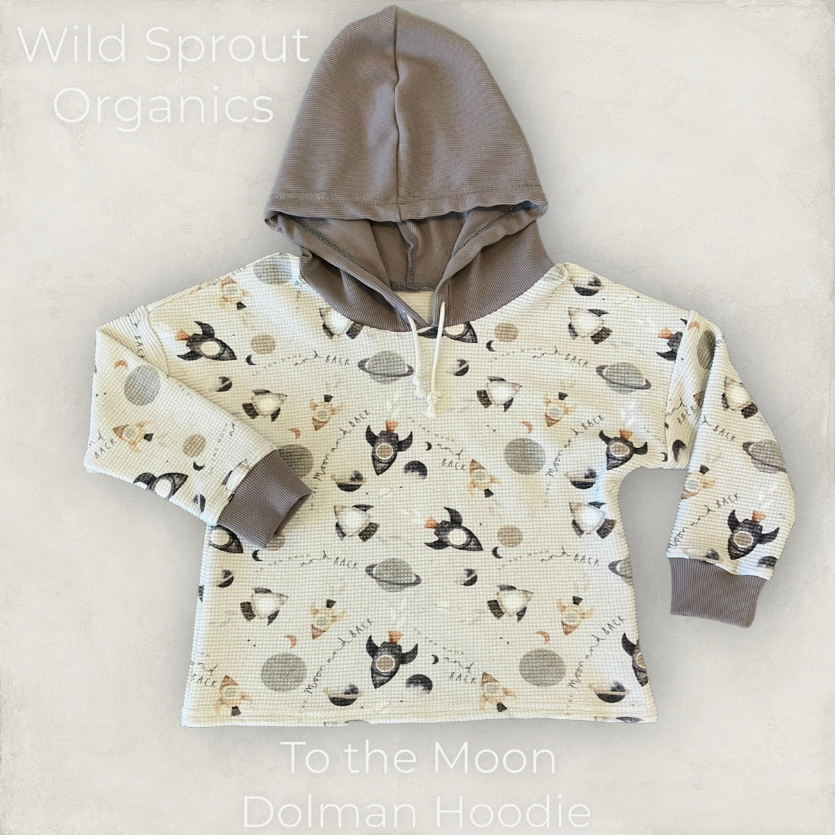 Organic Thermal Dolman Hoodie in To the Moon – Wild Sprout Organics